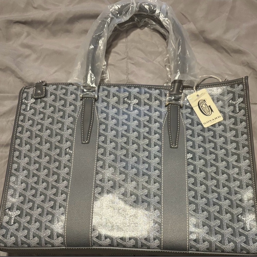 Goya Goyardine Morvan with Strap Gray and White